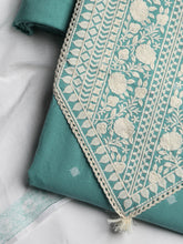 Neck Embroidered Cotton Blend Unstitched Suit With Dupatta